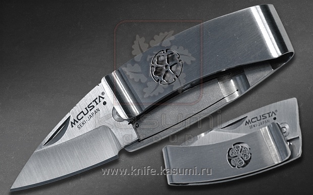 Складной нож-зажим для купюр Mcusta MC-0082 KIKYO из японской стали AUS-8, стальной рукоятью и удобной клипсой.